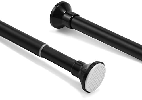 Barra telescópica de tensión de resorte de 105 a 200 cm, barra de cortina de ducha de metal negro, divisor de habitación extensible sin taladrar, barra ajustable para colgar en la bañera, ducha,
