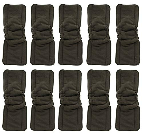 Baby 3/4/5 Lagen Charcoal Bamboo Inserts Wiederverwendbare Einlagen für Stoffwindeln mit Seitenfalten 10 Stück (5 Lagen)