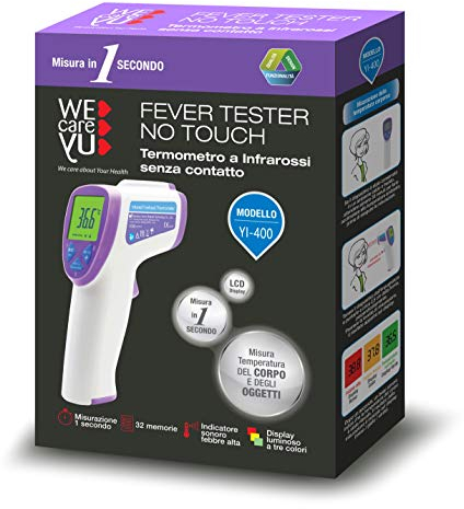 WECAREYU Fever-Scan No Touch, Termometro Infrarossi Digitale per Adulti e Bambini, Display Luminoso e Manico Ergonomico, Dispositivo Medico Classe IIA