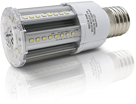 Bright Source 20w E40 LED Corn Light Bulb 6000k Daylight (2,500 Lumen) 140 Lumens Per Watt, 360° Beam Angle, Replaces Metal Halide/Son/HID/HPS for Parking, Stadiums, Warehouse & Factory