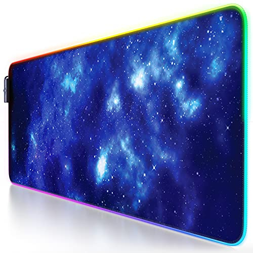CSL RGB Gaming-Mauspad - XXL Mousepad mit LED-Beleuchtung - 800x300 mm - 11 Beleuchtungs-Modi, 7 LED-Farben und 4 Effektmodi - abwaschbar - Blue Star