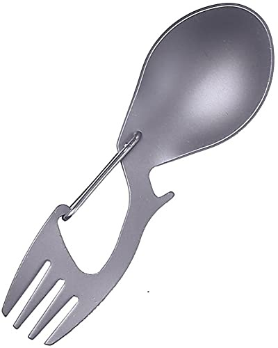 Danlai Multifunktionale Edelstahl Spork Camping Utensil All-in-one-löffel-Gabel-karabiner-flaschenöffner Funktionale Mehrfachwaren