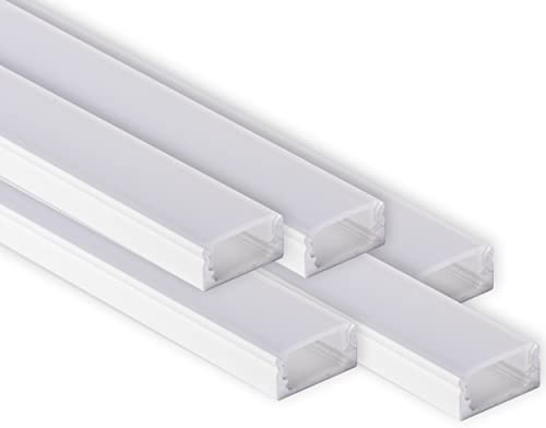 AFTERTECH 5 x 2 meter (10 m) 1708B 17 x 8 mm vit aluminiumprofil för streck LED styv stång 2 m 2 m 2 m 2 m + lock (5 x 2 meter 1708 vit fog)