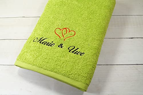 Generisch ★ Handtuch mit Namen und Motiv Bestickt ★ Duchtuch ★ Geschenk ★ Badetuch ★ 500 g/m2 ★ (30 x 50 cm, Grün)