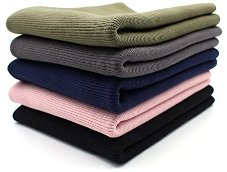 5x 0,25m Bündchenstoff Set Schlauchware 95% Baumwolle, 5% Elasthan Auswahl Jersey (RIB Bunt3, 5er Set)