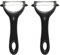 2 Stück Universalschäler Edelstahl, 14,5×7,5cm Schwarz Zweischneidige Schäler Sparschäler Ergonomischer Griff für Kartoffeln Karotten Gemüse Obst
