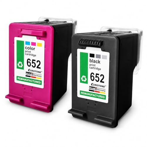 Eurotone 2er Pack XL Tintenpatronen 600 Seiten kompatibel für HP 652 F6V25AE F6V24AE, 1x Schwarz 1x CMY Color, Druckerpatronen für DeskJet Ink Advantage 3789 3775 3635 3835 4675