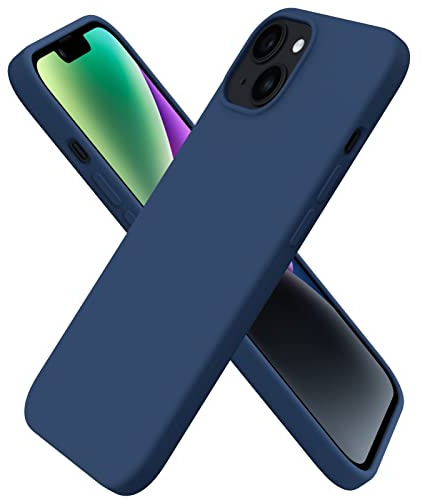 ORNARTO for iPhone 14 Case 6.1,Slim Liquid Silicone Cover,Storm Blue