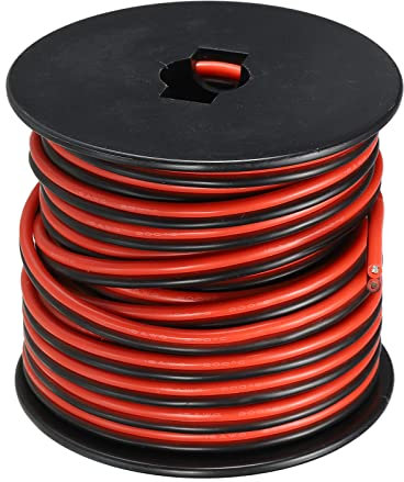 sourcing map 16AWG Kabel 2 Adriges Stromkabel 1,31 mm² Verzinntes Kupferkabel 15 Meter, Elektrischer Draht Kfz Kabel Hohe Temperatur 600V Erdkabel Litzenkabel Verlängerungskabel für Kabelkanal