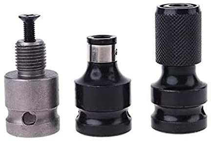 Juego de 3 adaptadores de portabrocas con tornillo, práctico adaptador cuadrado a 1/4 pulgadas para llave de impacto, convertidor de portabrocas de taladro de 1/2 pulgada cuadrado a adaptador de