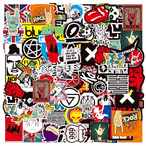 100 Adesivi Rock per Band Musicali | Decalcomanie in Vinile Impermeabile per Laptop, Bottiglie d'Acqua, Motociclette e Altro | Design alla Moda Hip-Hop e Graffiti per Adolescenti e Adulti