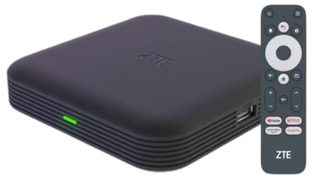 Boîtier Android TV ZTE 4K Android TV 10 | WiFi | Bluetooth 5.0 | Contrôle vocal Google Assistance | Compatible avec Chromecast | Compatible avec YouTube, Netflix, Prime Video