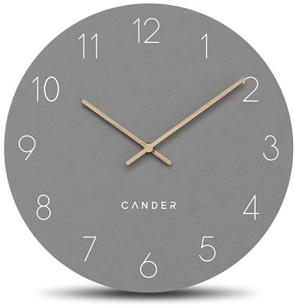 Cander Berlin MNU 2640 C XXL Wanduhr lautlos 40 cm ohne Ticken analog Wohnzimmer modern Vintage grau Holz-Zeiger groß