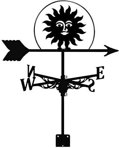 ZAANU Girouette Solaire en métal, girouette Durable en Fer, indicateur de Direction du Vent rétro avec Support de Montage sur Le Toit pour décorations de pavillon de Jardin extérieur