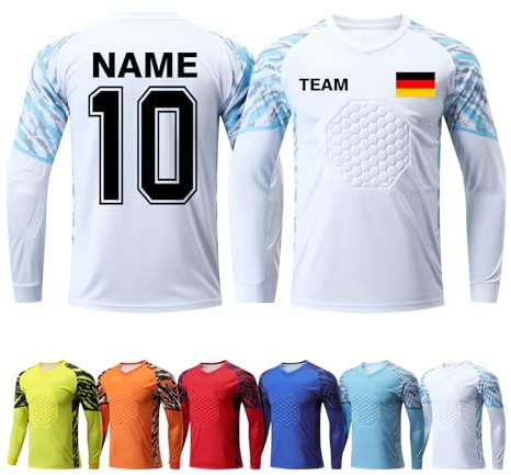 ORYG Gepolstertes Personalisierte Torwarttrikots Kit mit Namen Nummer Logo für Männer Jungen Torwart Set Kinder Fussball