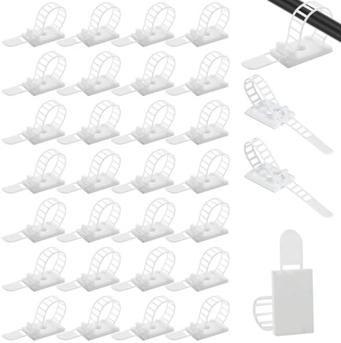 100er-Pack Kabelhalter Selbstklebend, 3M Premium selbstklebende Kabel-Organizer: Die universelle Lösung für saubere, organisierte Schreibtische und Wände (weiß)