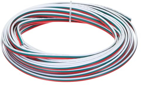 QUARKZMAN Fil Ruban Plat 20 AWG, Câble D'Extension LED 3 Broches, Longueur 39,4Ft, Diamètre 0,07, 3 Couleurs, Cuivre Étamé Multibrin de Calibre 20, 300V pour Câble RVB, Câblage Interne