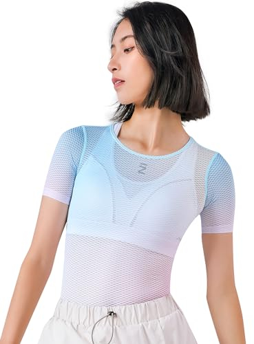 INBIKE Fahrradtrikot Radtrikot Rennrad Trikot Funktionsunterhemd Sportshirts Damen Kurzarm Fahrradbekleidung Sommer Atmungsaktiv Feuchtigkeitstransport Schnell Trocknend Blau M/L