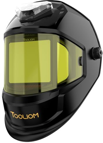 TOOLIOM Automatik-Schweißhelm, 180° Sichtfeld, 6 Sensoren | Wiederaufladbar via Typ-C. 3 Modi: Schweißen/Schneiden/Schleifen, atmungsaktives, verstellbares kopfband