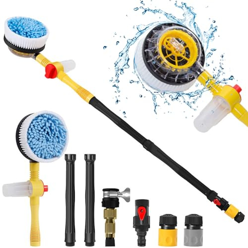 Porgeel Spazzola per lavaggio auto con manico lungo 39,4 pollici Mop per lavaggio auto Spazzola per auto ad alta pressione Schiuma automatica antiscivolo ergonomica 3 sezioni 3 livelli Spazzola
