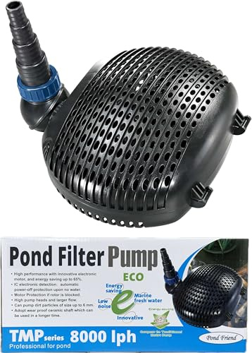 Pond Friend TMP 8000 Filter Pump Submersible Solids Handling Energy Saving Low Wattage Pumps for Koi & Garden Pond Waterfalls and Filtration