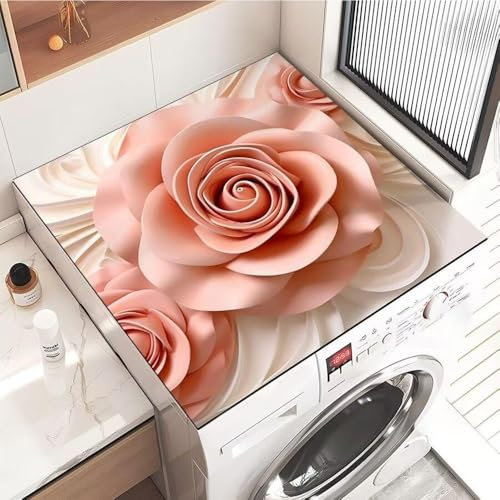 Highdi Housse de Protection pour Machine à Laver Top, Coussin de Machine à Laver Antidérapant Housse de Machine à Laver pour Machine à Laver Ou Sèche-Linge (40 * 40cm,Belles Fleurs 3)