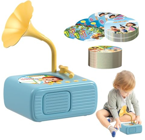 Grammophon Für Kinder Mit 96 Karten, Grammophon Plattenspieler Für Kinder, Grammophon Kinder Spielzeug, Grammophon Kinder Mit Platten
