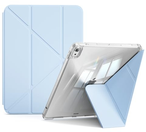 KVTVOU Klar Hülle für iPad A16 2025 / iPad 10. Generation 2022 10,9 Zoll, Transparente Hart PC Rückseite, Rechte Stiftablage, Weiche TPU-Anti-Fall-Kante, Auto Wachen/Schlafen, Hellblau