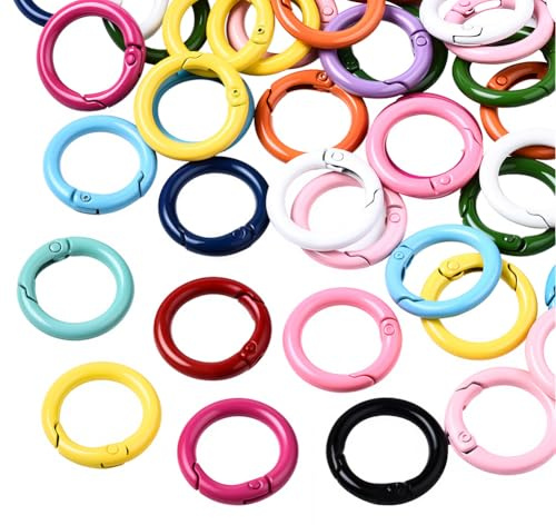 SOFPLATE 1 Box 30 Stück 25mm Karabiner Ringe Bunt Karabinerhaken Klein Rund Bunt Schlüsselanhänger Aus Legierung Karabiner Zur Schmuckherstellung Schlüsselanhänger Tasche DIY Handwerk