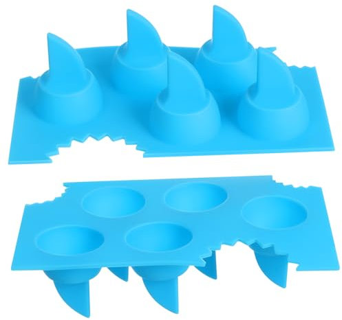 HOLIDYOYO Shark Ice Cube Tray Silicone Molds Sky-Blue 2pcs Food-Grade Reusable Ice Cube Mold for Cocktail Whiskey Bar Kitchen