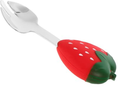 SWOOMEY Training Besteckset Mit Silikon Griff Edelstahl Junge Mädchen Utensilien Für Selbstständiges Ergonomisches Design Für Kleinkinder Lebensmittelecht Rote Erdbeer- Und Löffel