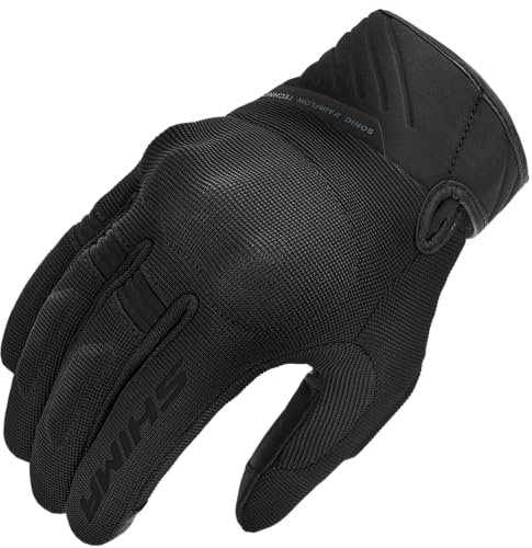 SHIMA SONIC Motorrad Handschuhe Herren Kurze Sommer Motorradhandschuhe Schutz Schutzkleidung Touchscreen Motorcycle Belüftet Verstärkt Leicht Motorbike Sommerhandschuh (Männer, Schwarz, L)