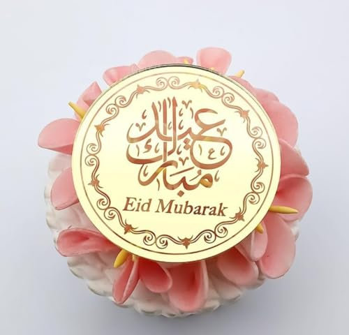 6 Eid Mubarak Cupcake Discs Toppers, Eid Cupcake Disc, Arabic Gold Eid Cake Toppers, Eid Cupcake Topper, Eid Gift Tags, Eid Gift Charms, Eid Cake Decorations.
