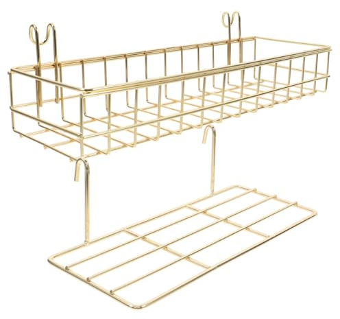 Zerodeko Cesta Colgante De Pared con Rejilla De Alambre Dorado 2 Unidades Organizador De Pared Multifuncional para Cocina Hogar Oficina Soporte para Macetas Y Exhibición