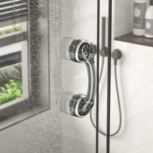 YIDELAI - Maniglia per porta a ventosa, maniglia adesiva per armadio, adatta per la porta scorrevole della cucina, il vetro della finestra, la porta del frigorifero (Transparent Black)