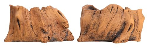 FONDOTIN 2stücke Zement Sukkulenten Blumentopf Holzstumpf Übertopf Für Innen Und Außenbereich Dekoration Office Küche Ornament