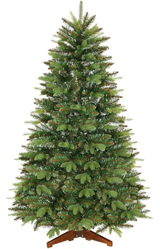 SHareconn 210cm Albero di Natale Artificiale con 1463 Punte di Rami in PE&PVC e 1 Base in Legno Pieghevole, Facile da Montare, Scelta Perfetta per la Decorazione Festiva di Casa e Ufficio, Verde