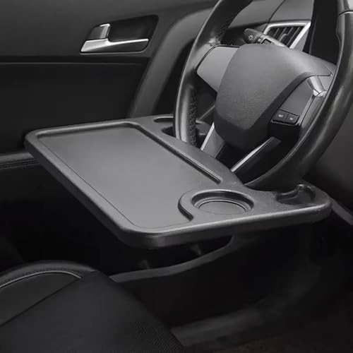 AIMQIAD Compatible with Toyota Highlander Sequoia RAV4 bZ3C, Car Steering Wheel Table Portable Laptop Desk Dining Table Coffee Tray Interior Accessory,1-Black