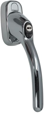 FixRello Fenstergriff aus Chrom – Verriegelungsgriff für uPVC & Holzfenster – 40 mm Spindel – Europrofil – Schlüsselverriegelung – links/rechts universal