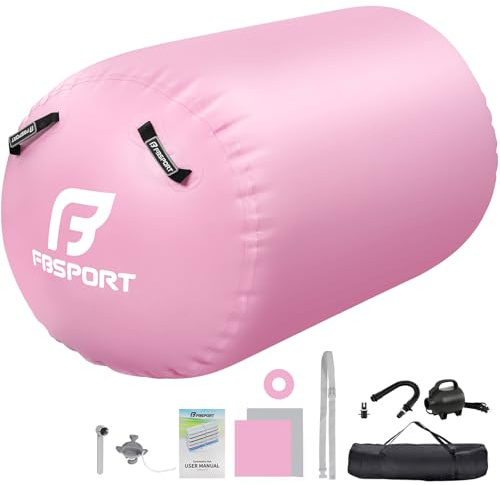 FBSPORT Aufblasbare Air Roll, 100/120cm Aufblasbare Luft Rollen, Yoga Gymnastik Zylinder, Gymnastikmatte, Gym Air Barrel, Air Tumbling Track, Sportmatte für zuhause mit Tragetasche, Outdoor, Fitness