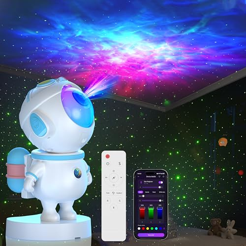 Astronaut Galaxy Projector,Space Star Projector,Galaxy Night Light with Remote and App Control 360°Adjustable,Ceiling Projector for Kids Bedroom,Christmas,Birthdays,Valentine's Day (White and Blue)