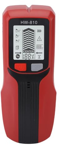 Détecteur de montants CHEOTIME, scanner mural, détecteur de montants, détecteur de faisceau, écran LCD et alarme sonore pour le centre et le bord du bois, du fil CA (Rouge)