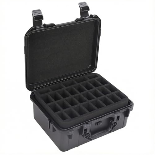 Mumlicha Sturdy Hard Shell Miniature Figure Storage Case with 4 Foam Layer, 116 Slot Miniatures Transport Case Compatible with Warhammer 40k and DND Minis, RPG Miniature Carrying Case