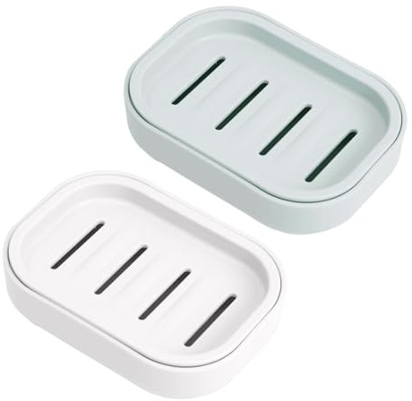 2Pcs Soap Dish, Portable Shower Soap Box, Plastic Draining Soaps Dishes, Non-slip Soaps Holder, Easy Cleaning, Suitable for Bathroom and Travel