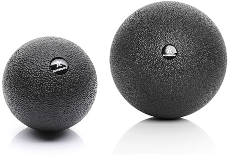 BODYMATE Set av fasciakula (diameter 8 cm) och stor fasciakula (12 cm) svart, självmassageboll för fascietträning