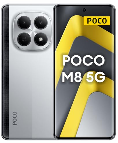 XIAOMI POCO M8 5G - Smartphone de 8+256GB, Pantalla de 6,77 120Hz Flow AMOLED, Snapdragon 6 Gen 3, cámara Dual de 50MP IA, Carga Turbo de 45W, Cargador no Incluido, Plata (Versión ES)