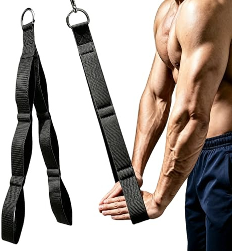 Kuvarix Trizepsseil Kabelbefestigung, Trizepsseil Lang für Push-Downs, Crunches, Facepulls für Professionelles Fitnessstudio (Schwarz)