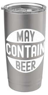 Puede contener cerveza Bebida divertida Cerveza Adulto Beber Broma Vaso térmico de acero inoxidable de doble pared