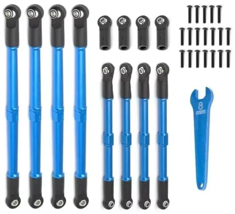 Tenditore Collegamento A Stelo Ricambi Per Traxxas Per Summit Revo2.0 1/10 | Parti auto RC con collegamenti punta dell'asta spinta allineamento preciso sospensioni camion 1/10(Blue)