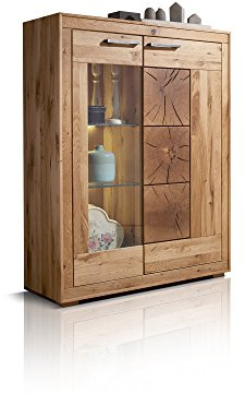 moebel-eins Winston I Highboard Links, Material Massivholz, Wildeiche geölt